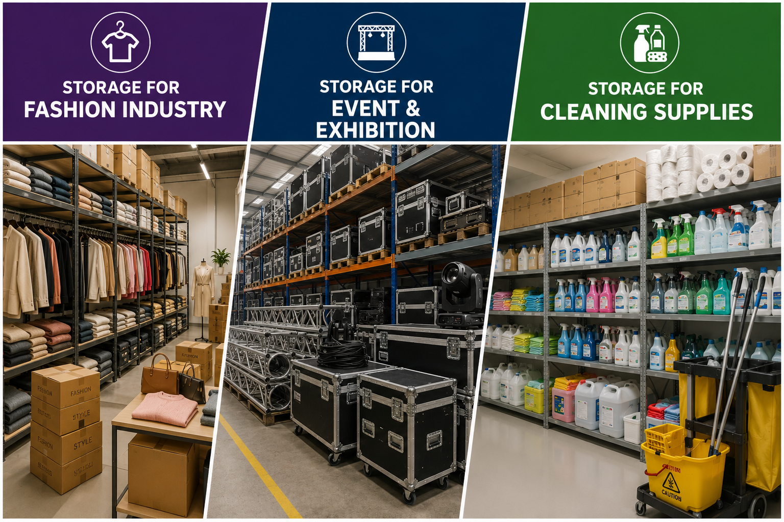 Storage Solutions for Diverse Industries: Fashion, Events & Cleaning Supplies in Saudi Arabia